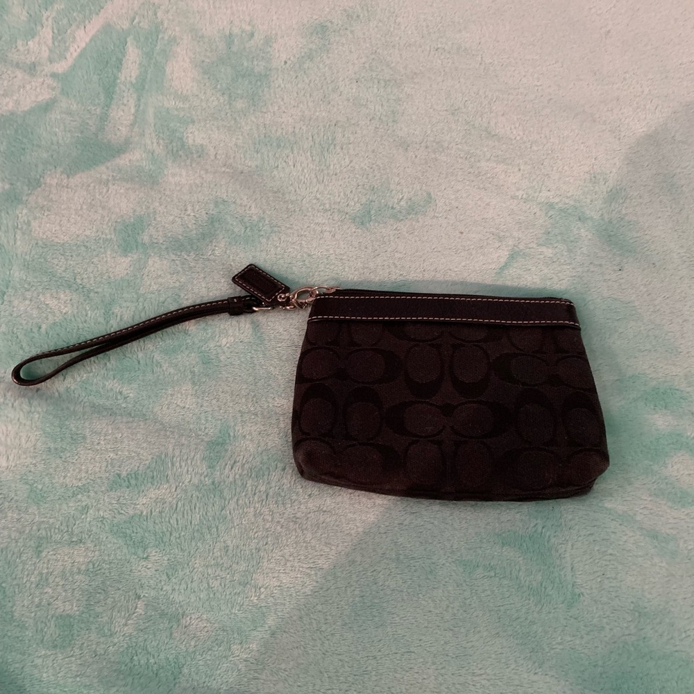 Coach authentic black monogrammed small wristlet